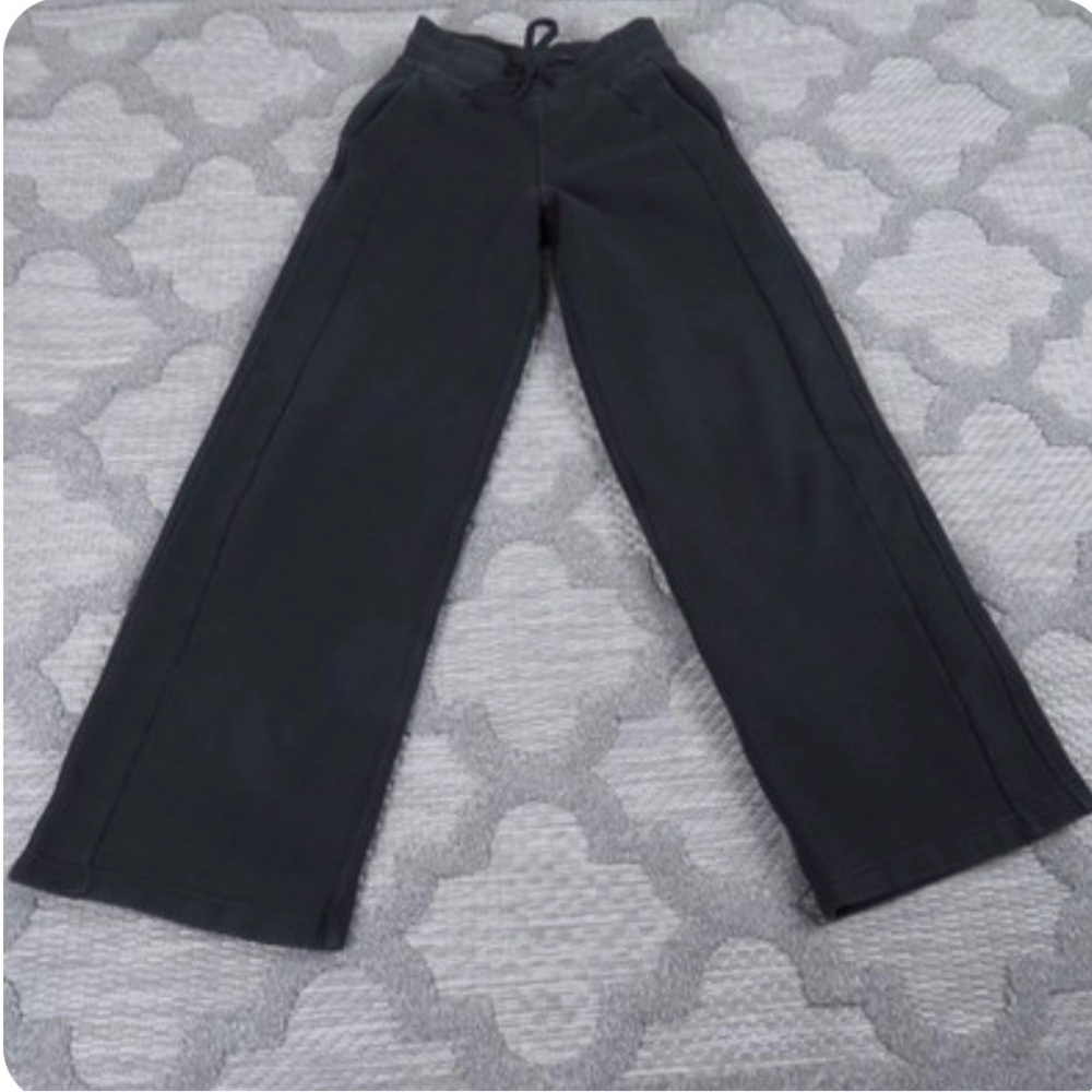 Lululemon Scuba Mid Rise Wide Leg Pant Full Length Womens Sz 0 Black Fleece